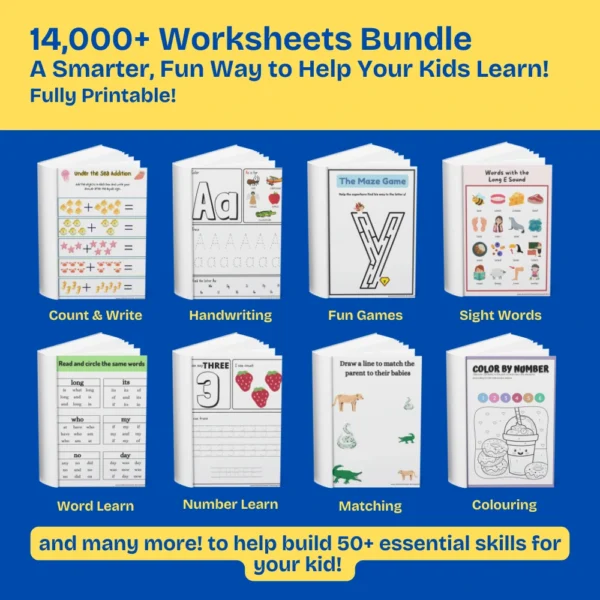 Kids Worksheet Bundle Download Digizipp